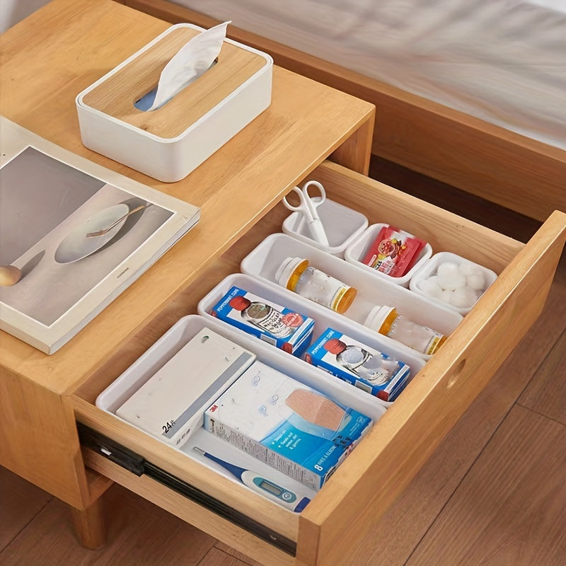 8pcs Home Drawer Organizer; Multipurpose Plastic Storage Box; Tableware Storage Container; Medicine Box; Office Supplies Storage & Organization; Free Combination Small Objects Finishing Box