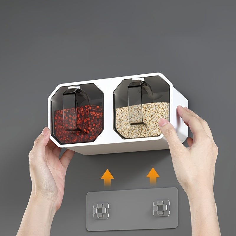 1pc Punch-free Wall-mounted Seasoning Box; Seasoning Jar; Kitchen Seasoning Storage Container; Seasoning Bottle; Spice Box Organizer; Seasoning Storage Box