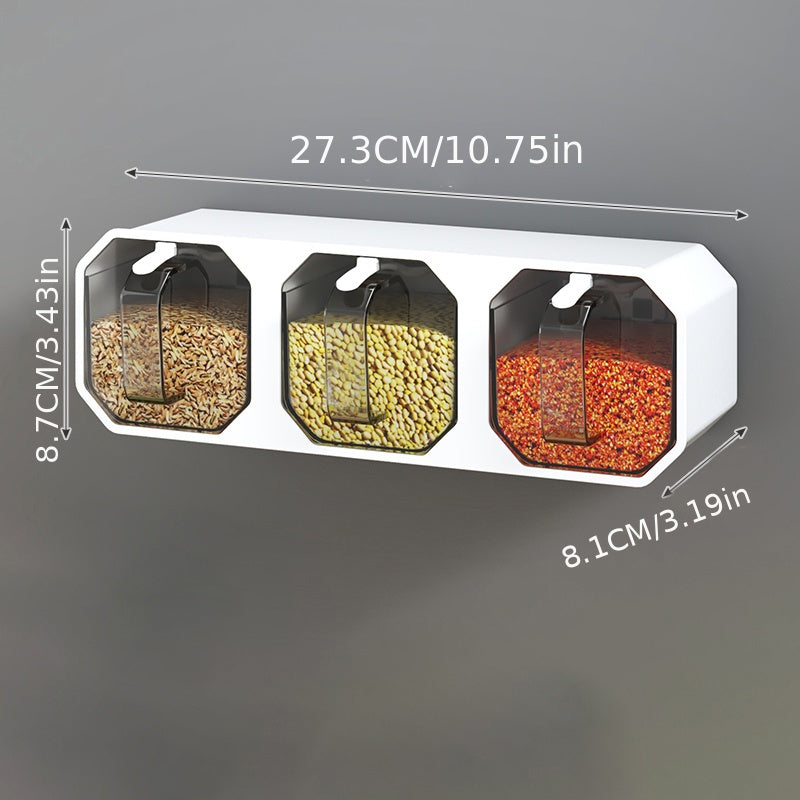 1pc Punch-free Wall-mounted Seasoning Box; Seasoning Jar; Kitchen Seasoning Storage Container; Seasoning Bottle; Spice Box Organizer; Seasoning Storage Box