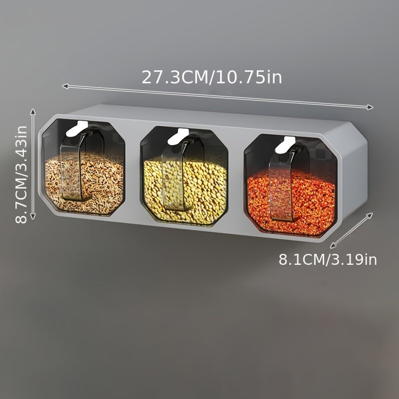 1pc Punch-free Wall-mounted Seasoning Box; Seasoning Jar; Kitchen Seasoning Storage Container; Seasoning Bottle; Spice Box Organizer; Seasoning Storage Box