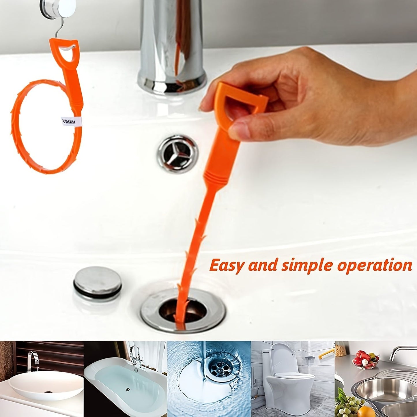 4-Pack 19.6 Inches Drain Snake Hair Drain Clog Remover Cleaning Tool