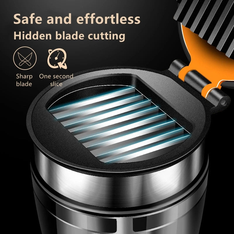 1pc; Fruit Slicer; Stainless Steel Vegetable Slicer; Potato Slicer; Fruit Cutter; Vegetable Chopper With Container; Chips Making Tool; Kitchen Gadgets; Kitchen Tools