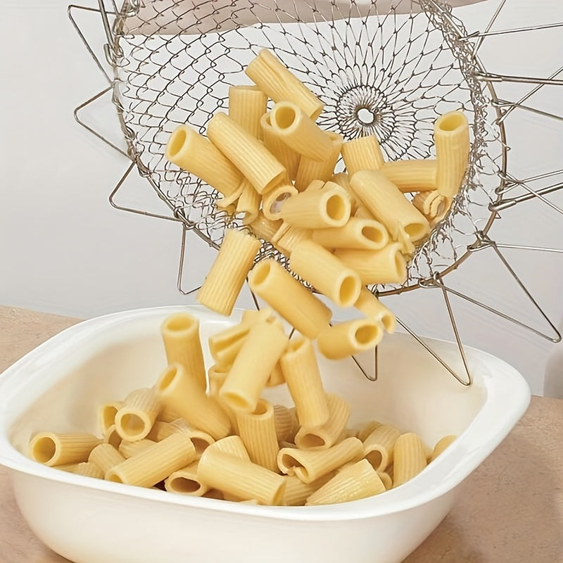 1pc; Frying Basket; Stainless Steel Frying Basket; Kitchen Foldable Steam Rinse Strain; Household Fry Basket Strainer; Kitchen Cooking Tool For Fried Food