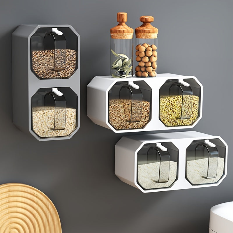 1pc Punch-free Wall-mounted Seasoning Box; Seasoning Jar; Kitchen Seasoning Storage Container; Seasoning Bottle; Spice Box Organizer; Seasoning Storage Box