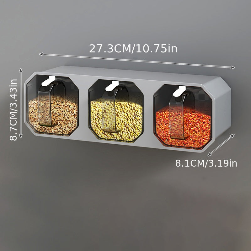 1pc Punch-free Wall-mounted Seasoning Box; Seasoning Jar; Kitchen Seasoning Storage Container; Seasoning Bottle; Spice Box Organizer; Seasoning Storage Box