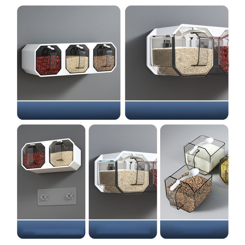 1pc Punch-free Wall-mounted Seasoning Box; Seasoning Jar; Kitchen Seasoning Storage Container; Seasoning Bottle; Spice Box Organizer; Seasoning Storage Box